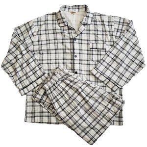 100% Cotton Plaid Button Up Shirt & Pants 2pc Set SZ L